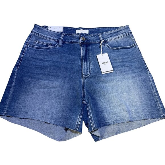 Vervet Pants - Vervet Blue Womens Size 20W Cortney Stretch Mom Shorts